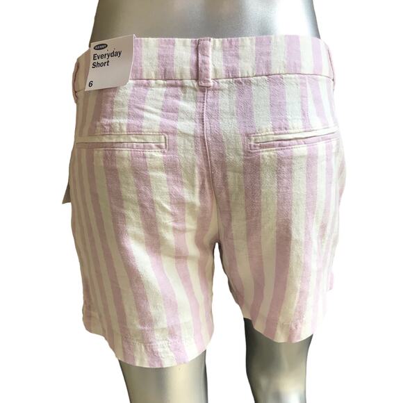 NEW Old Navy Striped Linen Blend Purple White Shorts Women's Size 6 - Picture 2 of 5